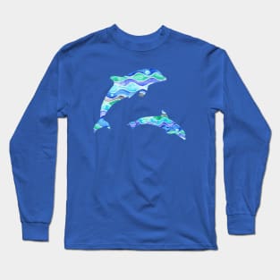 Ocean Dolphin Pattern Long Sleeve T-Shirt